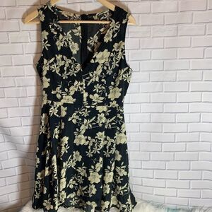 Acevog Black And Beige Floral High Low Dress Sz S